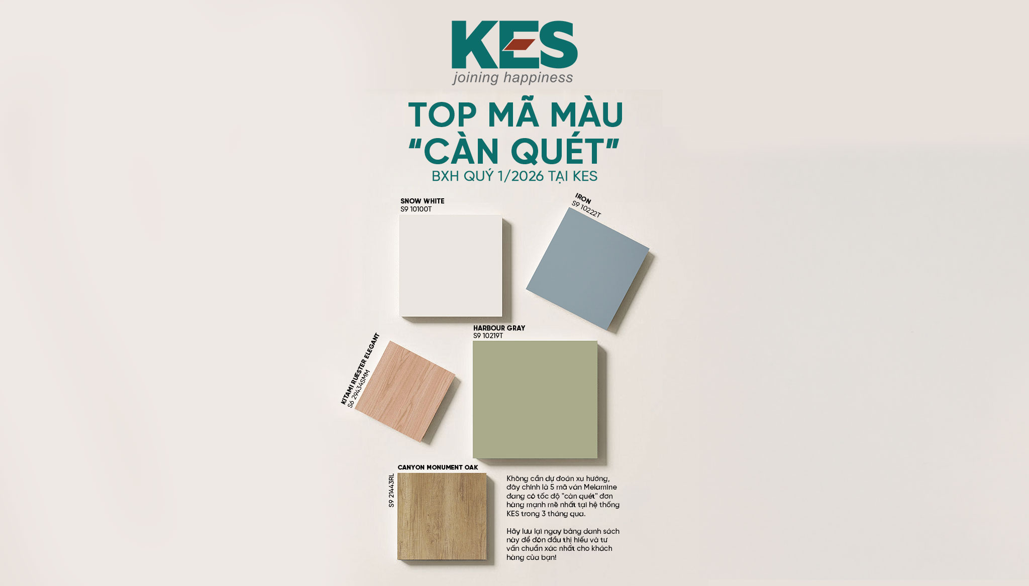 Top mã màu "càn quét" bảng xếp hạng quý 1/2026 tại KES